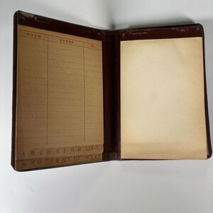 Vintage Dutch Address Book Brown Faux Leather Alphabet Tabs 1950s Stationary